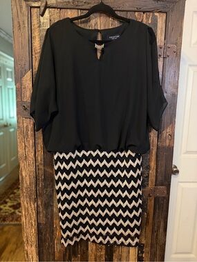 Perceptions New York Dress 10 Black Gold Chevron Sequin Cocktail cruise